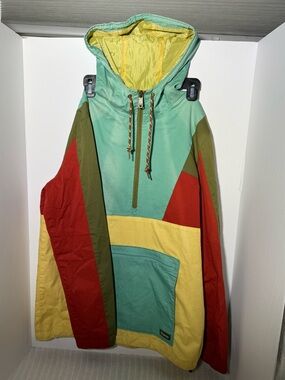 Dravus Colorblock Anorak Jacket Hooded Pullover 💛🩵❤️💚